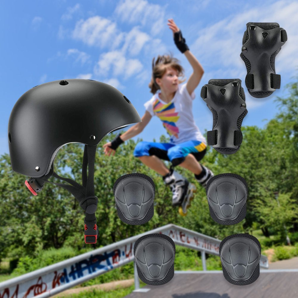Adjustable Skateboard Helmet with Protective Gear Knee Pads Elbow Pads Wrist Pads for Boys Girls Age 3-10, Kid'S Pink Helmet Set for Bike, Skateboard, Roller Outdoor Sports