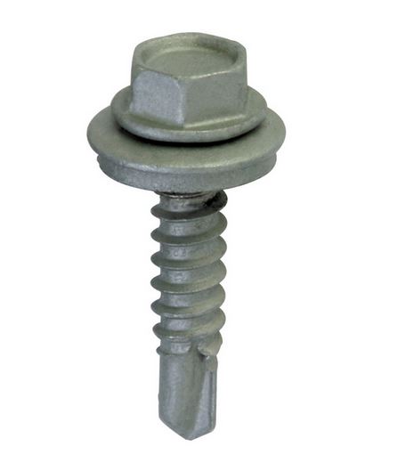 Teks 21418 Hex-Head Roofing Screw with Washer, Zinc Plated, #12 x 1"