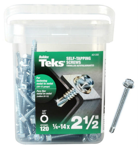 Teks 21358 Metal-To-Metal Self-Tapping Screw, #14 x 2-1/2", 120-Pk
