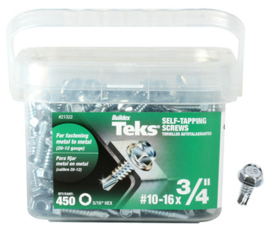 Teks 21322 Metal-To-Metal Self-Tapping Screw, #10-15 x 3/4", 450-Pk