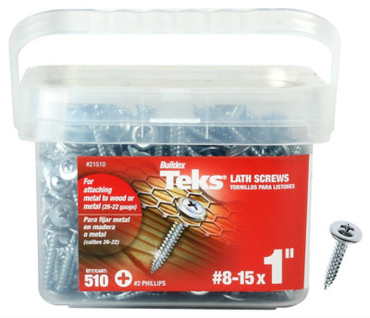 Teks 21510 No Pre-Drilling Lath Point Screws, #8-15 x 1", #2 Phillips, 510 Pack