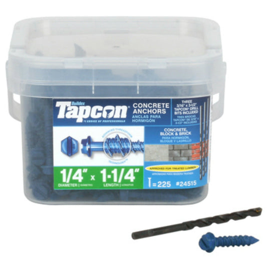 Tapcon® 24515 Blue Climaseal Hex Washer Head Concrete Anchor, 1/4"x1-1/4", 225-Pk