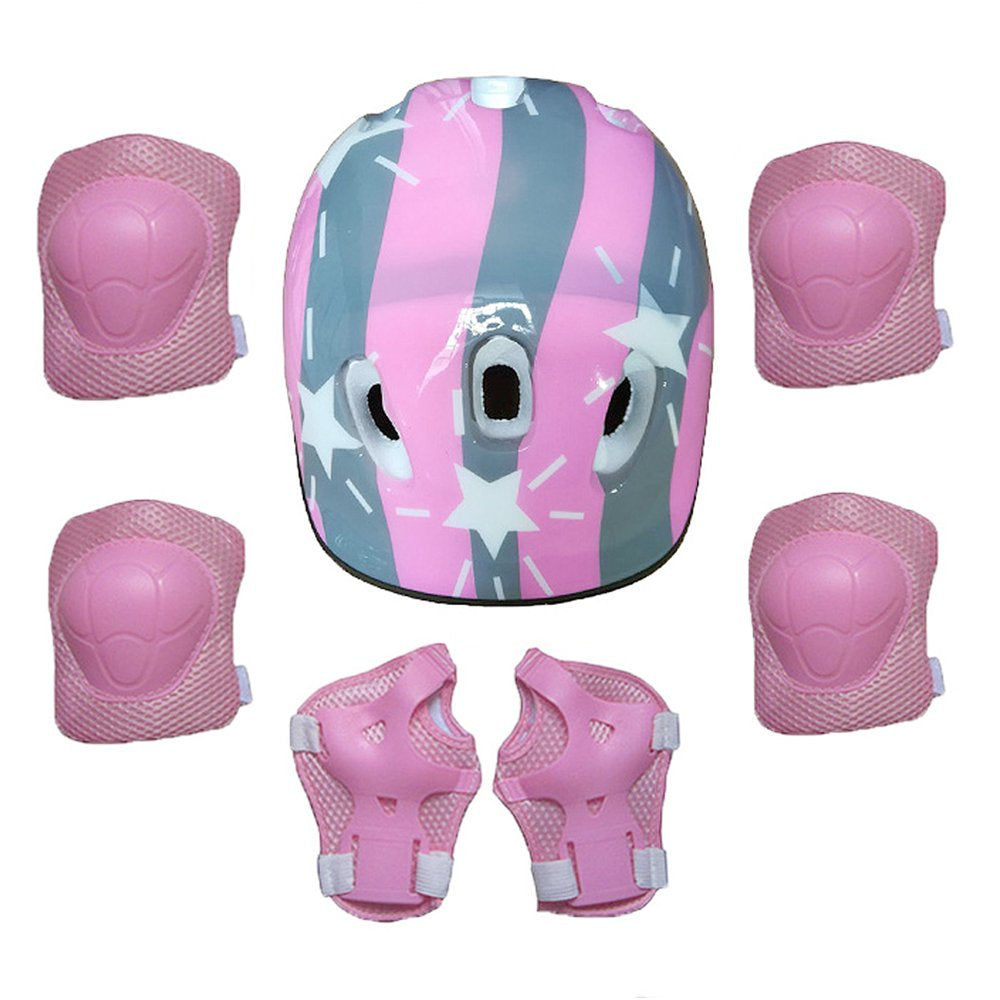 7Pcs Kids Boy Girl Safety Helmet Knee Elbow Pad Sets Children Cycling Skate Bicycle Helmet Protection Safety Guard