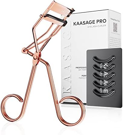 Eyelash Curler for Women - Golden Professional Lash Curler with Refill Silicone Pads. Easy to Curl Open-Eye Eyelashes Naturally in Seconds with No Pinching, No Pulling and Last Long