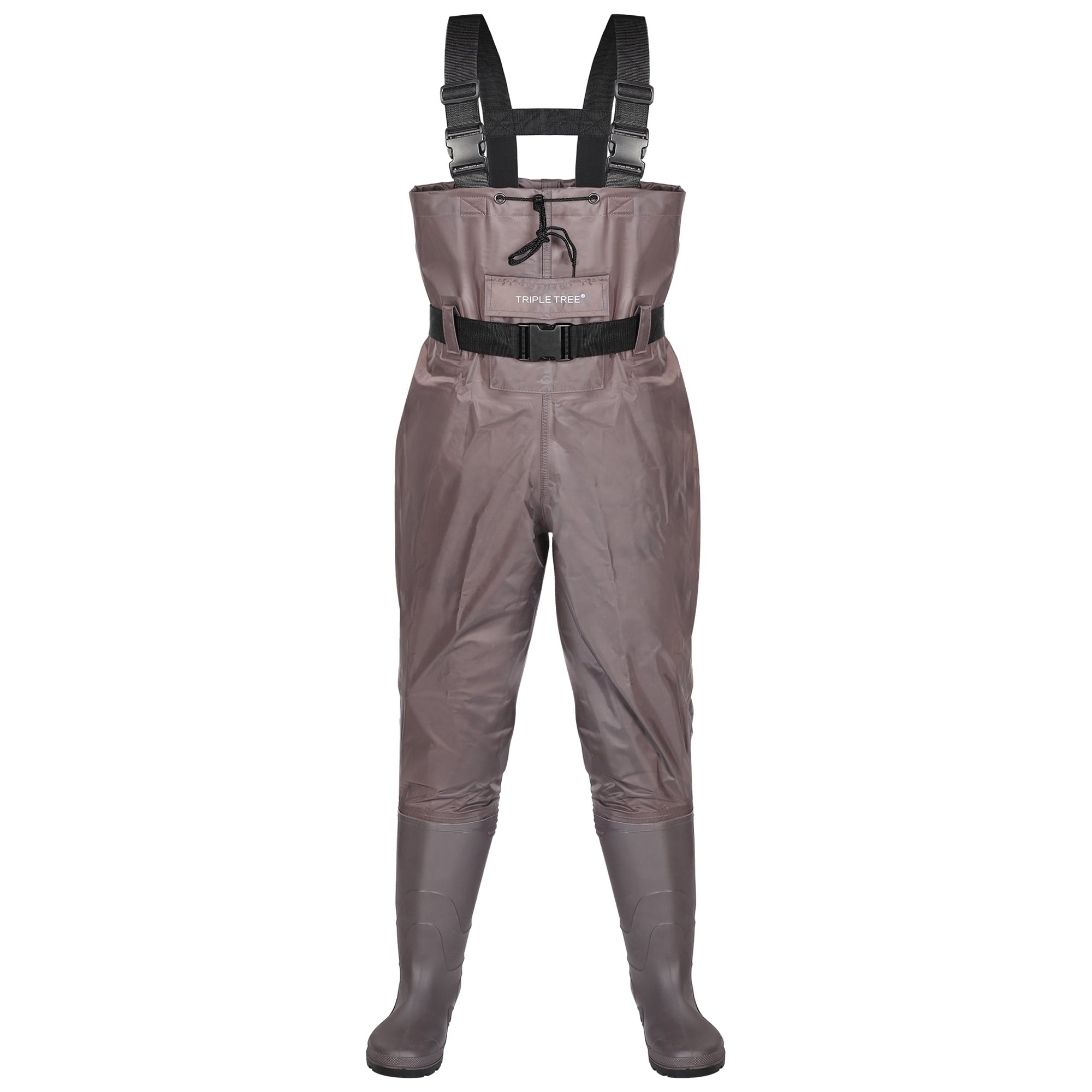 Chest Waders, Fishing Hunting Waders with Non-Slip Boots Unisex, Two-ply Waterproof Nylon/PVC Bootfoot Wader, Brown Size 10