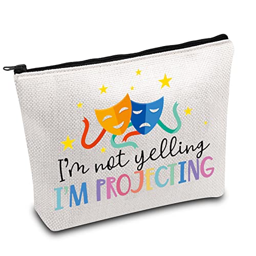 BDPWSS Theatre Makeup Bag Drama Theater Lover Gift Comedy Tragedy Masks Cosmetic Bag i'm Not Yelling I'm Projecting Drama Acting Travel Pouch (Yelling projecting)