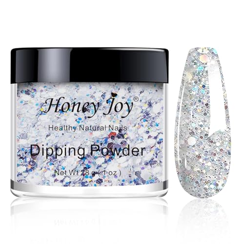 28g/Box Shine Silver Glitter Hexagon Sequins Paillette Dip Powder Nails Dipping Nails Long-lasting Nails No UV Light Needed, (No.122)