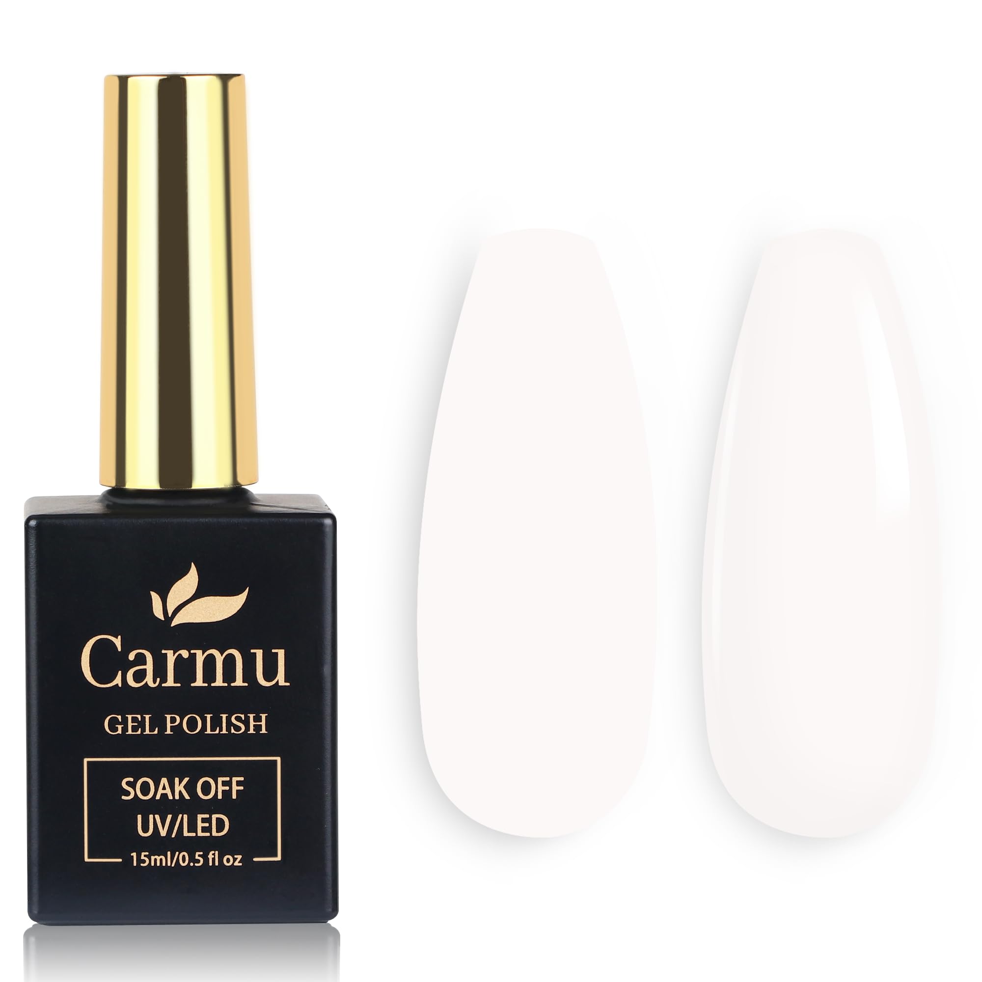 Carmu Natural Milky White Gel Nail Polish 15ml Jelly Nude Nail Polish Translucent Color Soak Off U V LED Cure Sheer Nude Gel Polish for Nail Art DIY French Manicure at Home 0.5 Fl Oz