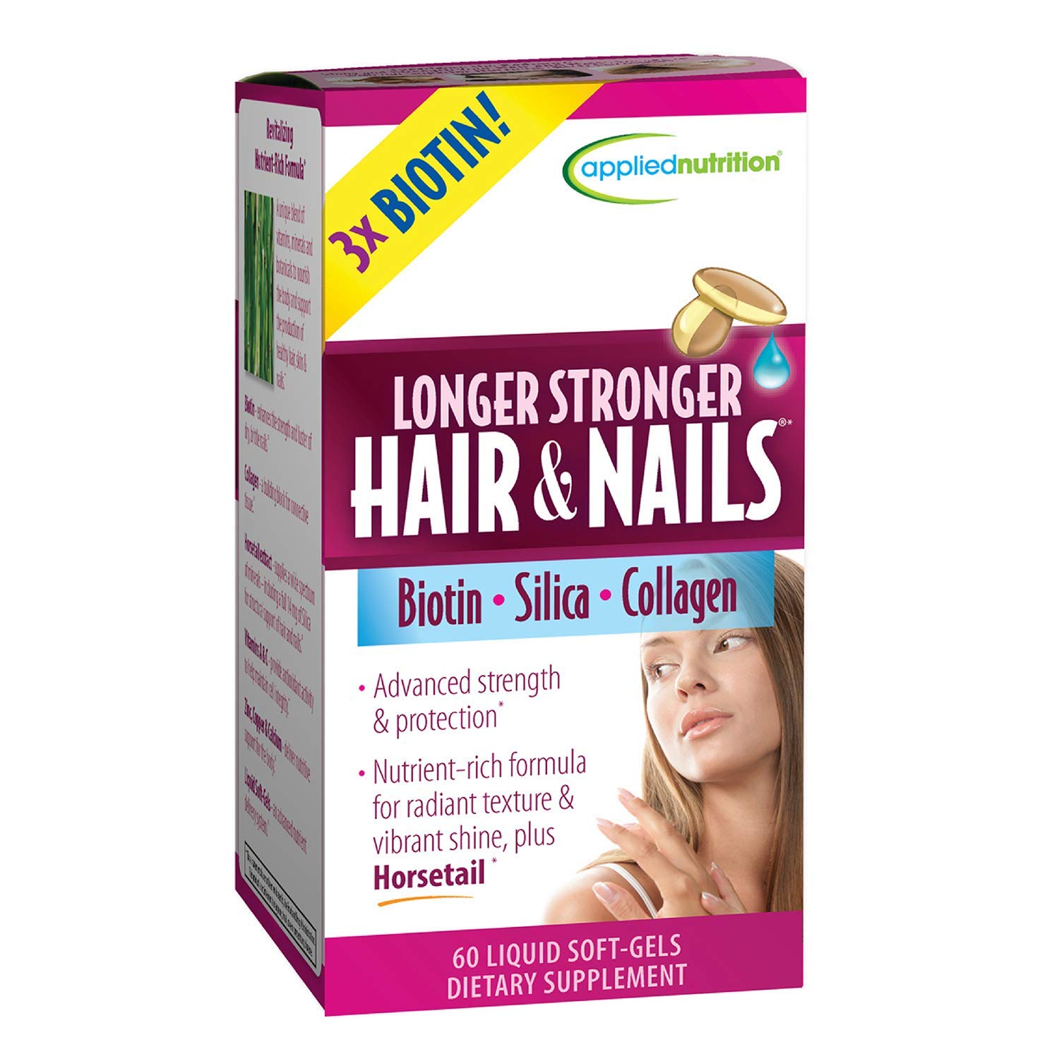 Applied Nutrition Longer, Stronger Hair and Nails, 60-Count