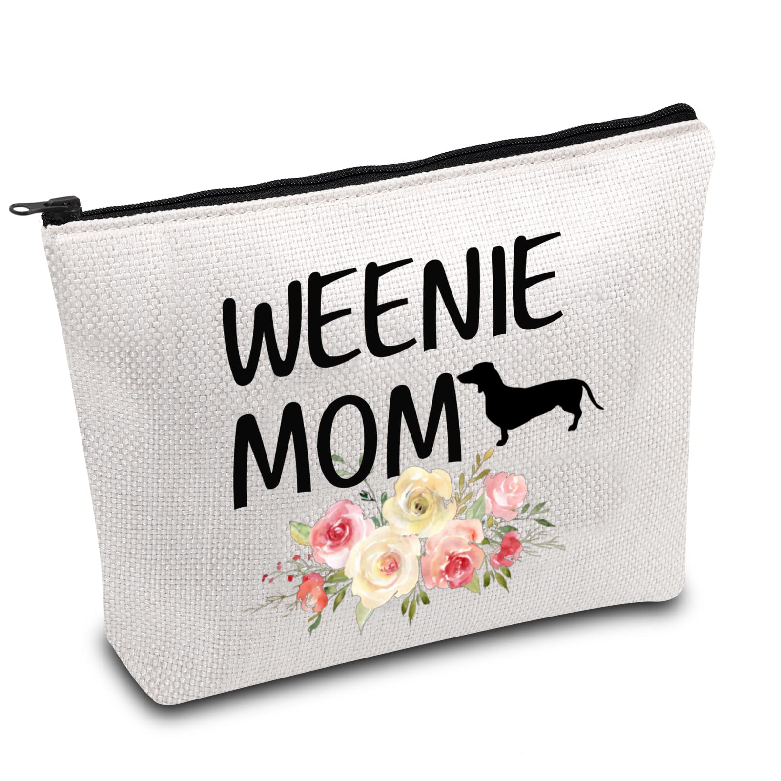 BDPWSS Dachshund Makeup Bag For Women Dachshund Lover Owner Gift Weiner Dog Gift Weenie Mom Gift Dachshund Gift Weenie Dog Travel Pouch (Weenie Mom)