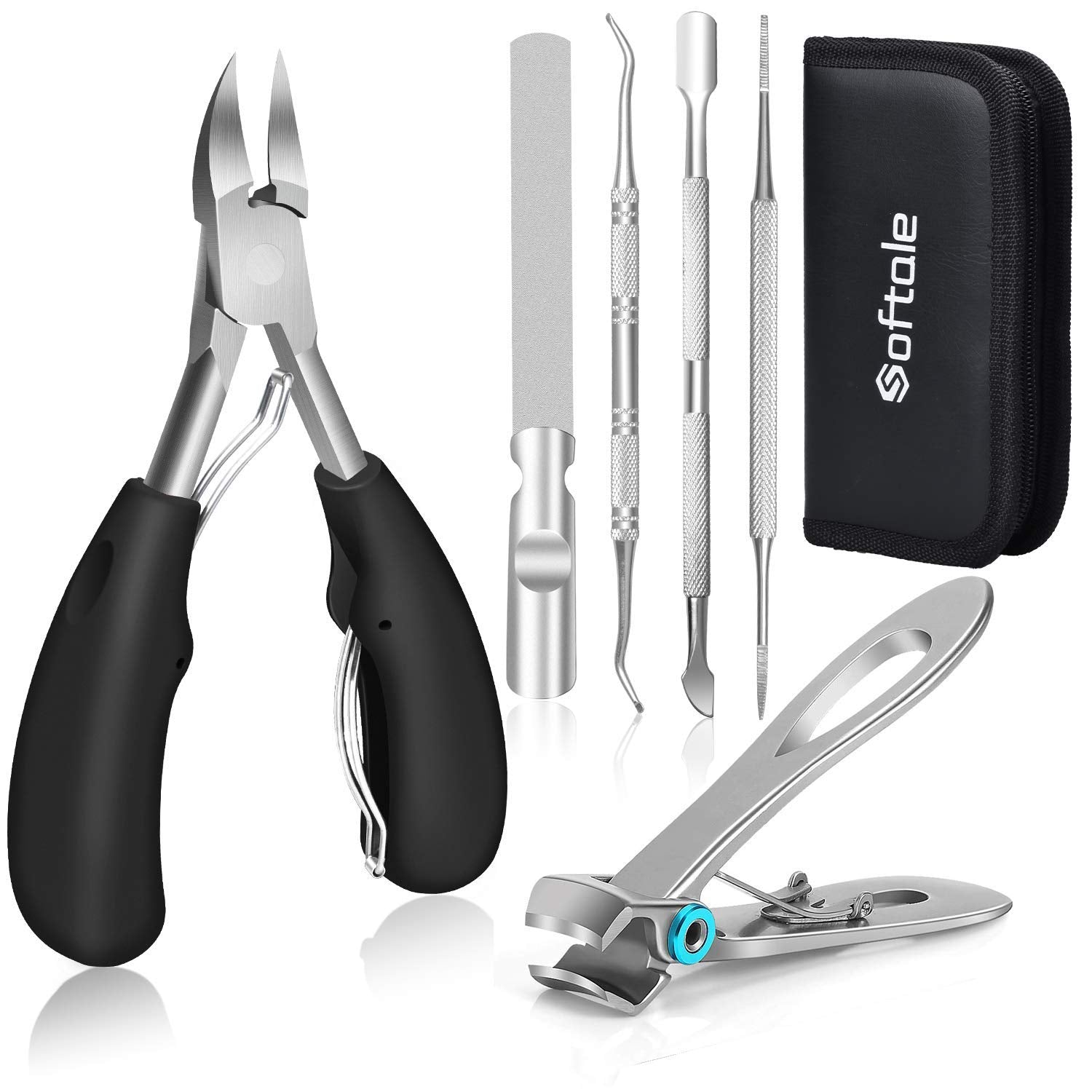 Large Toenail Clippers for Thick & Ingrown Nails Podiatrist Toenail Clippers Kits Stainless Steel Super Sharp Curved Blade Grooming Nail Tool for Man & Women