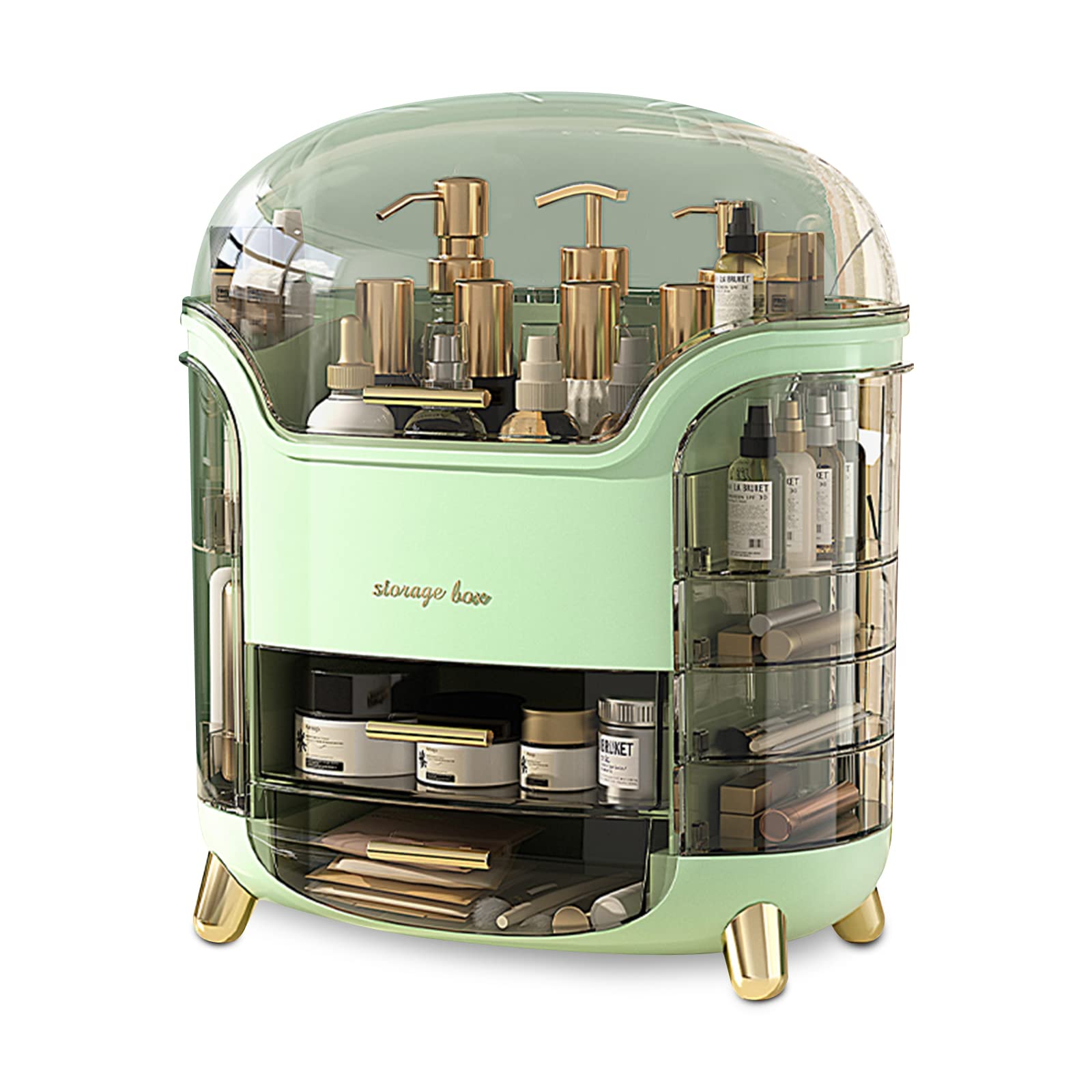 Ergocar Portable Light Luxury Series Multi-Function Lipstick, Make Up Box Dustproof Cosmetics Skin Care Products Storage, Jewelry Organizer Case - Green