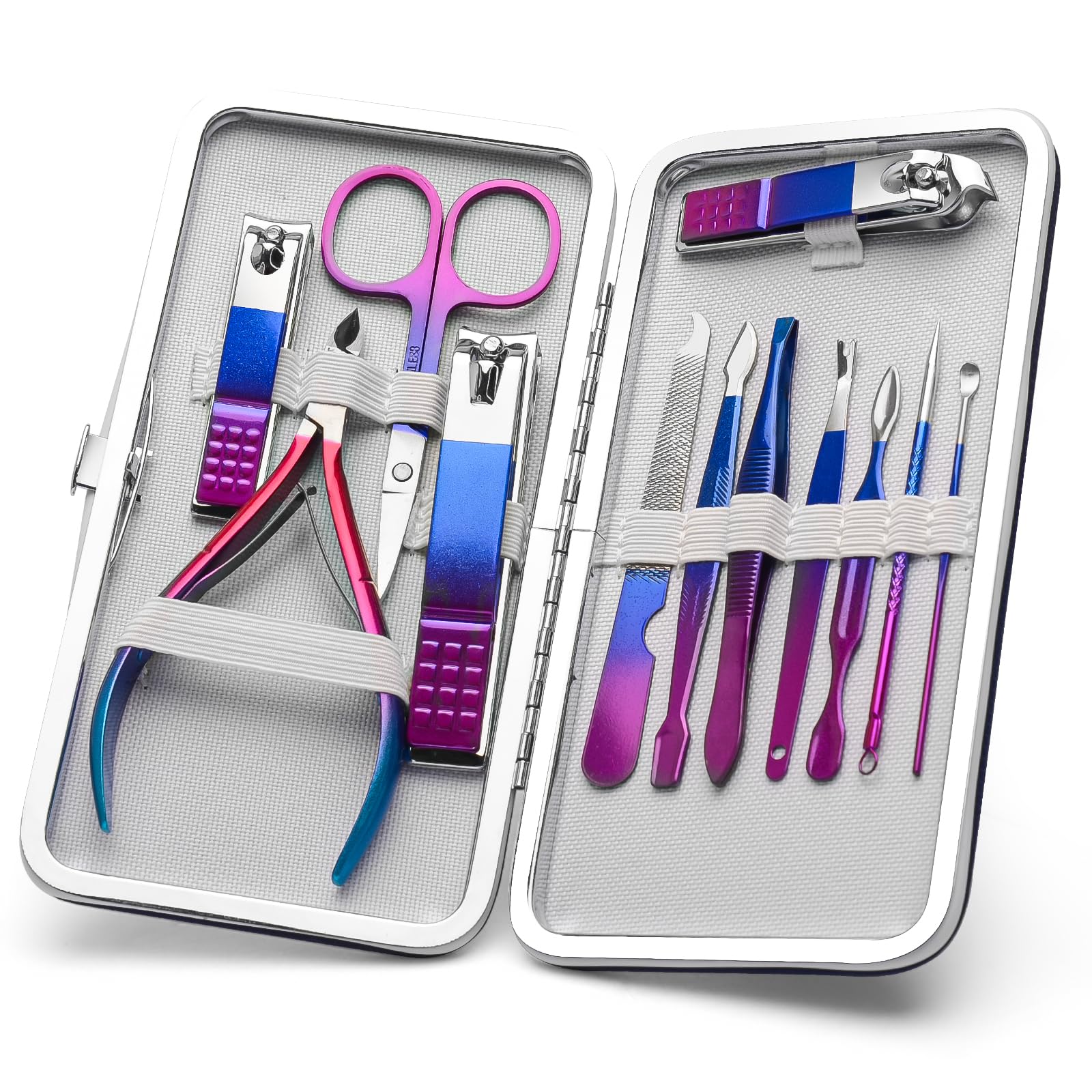CGBE Manicure Set Nail Clippers Pedicure Kit Men Women Grooming kit Manicure Professional Nail Care Tools Gift 12Pcs with Luxurious Travel Case