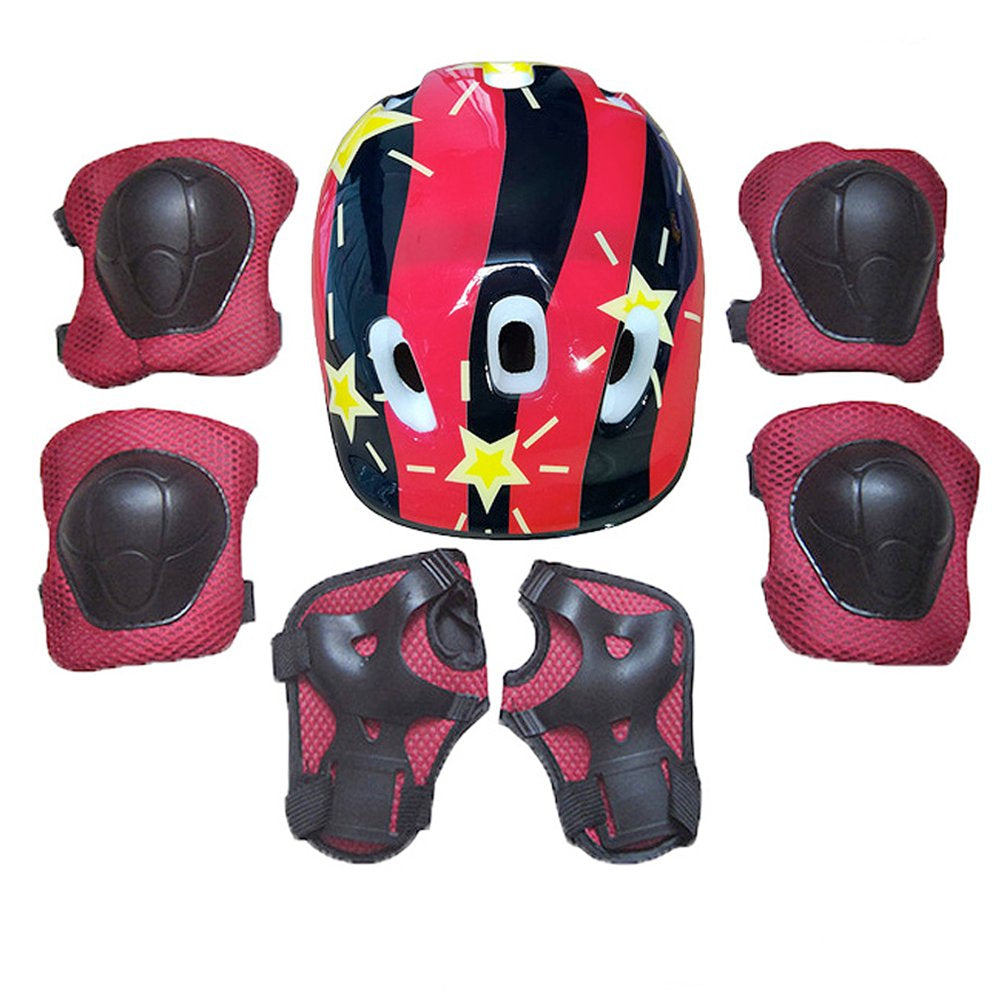 7Pcs Kids Boy Girl Safety Helmet Knee Elbow Pad Sets Children Cycling Skate Bicycle Helmet Protection Safety Guard