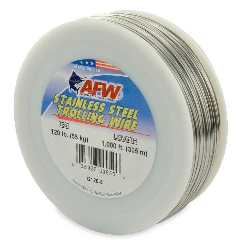 American Fishing Wire Stainless Steel Trolling Wire (Single Strand), Bright Color, 120 Pound Test, 600-Feet