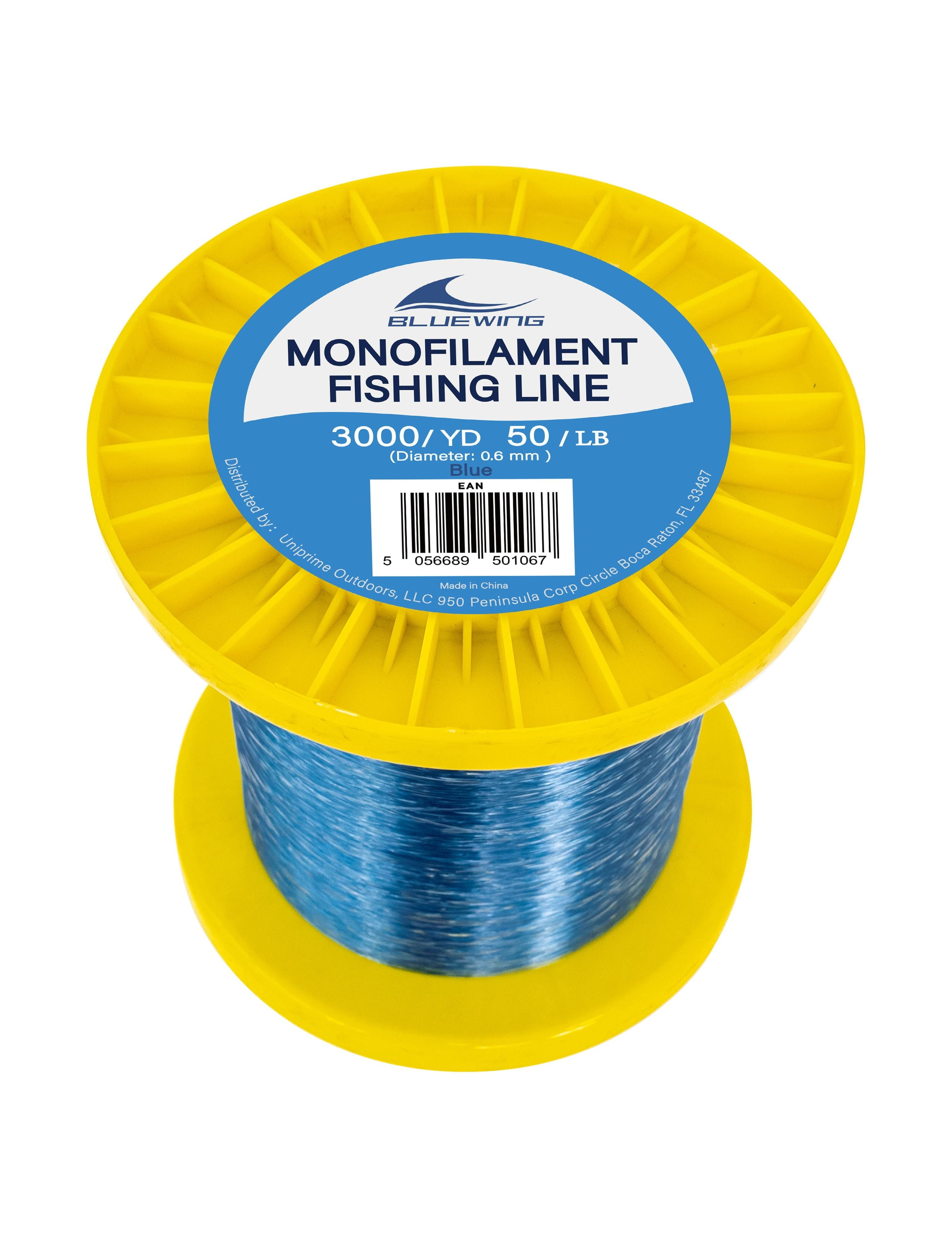 BLUEWING Monofilament Fishing Line 3000YD Invisible Thin Diameter Fishing String Mono Fishing Line, Dia.0.6mm*3000YD*50LB, Blue