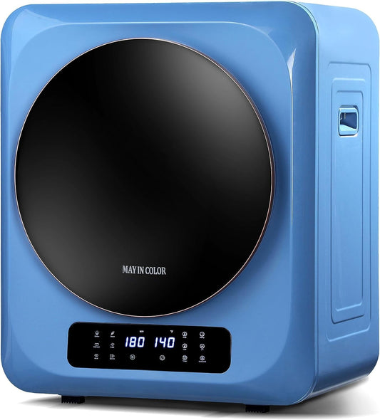 Royalcraft Portable Dryer for Apartment.Front Load 120 v Electric RV with Smart Moisture Sensor.LCD Control Panel Tumble Clothes Machine Stainless Steel Drum Apartment.Dorm & Home.8.8 lbs.Blue 850W