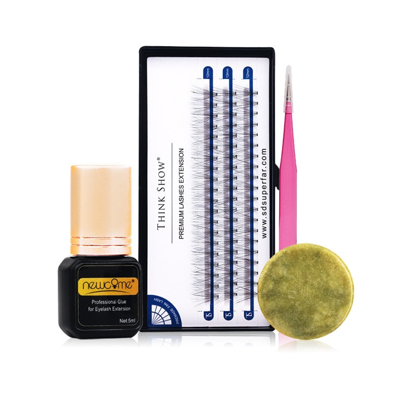 False Eyelash Extension Training Kit Practice Model Head Eye Pads Tweezers Glue Ring Brush Eyelash Tools Kit