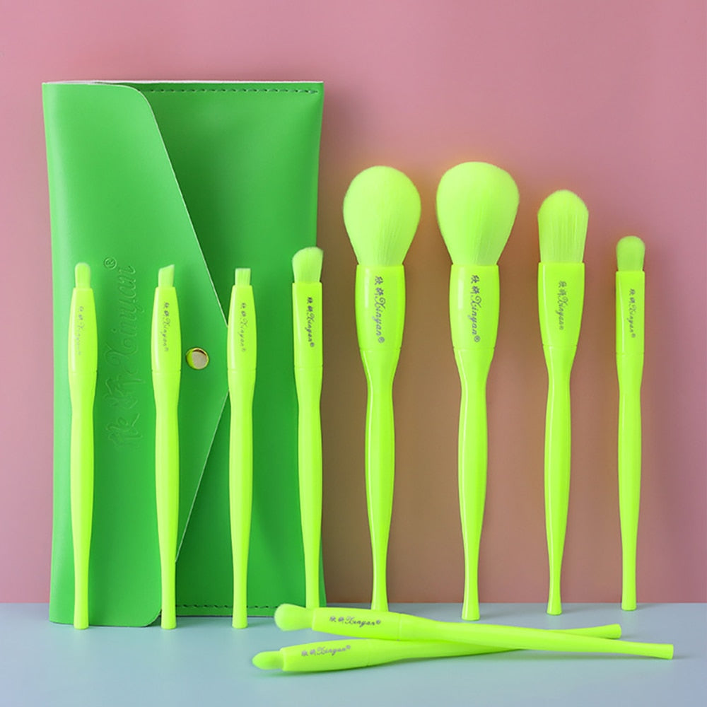 10 PCS Candy Color Makeup Brushes Set