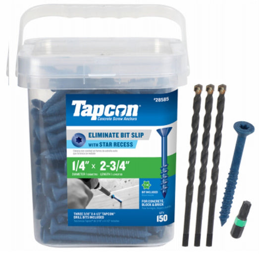 Tapcon 28585 Star Drive Concrete Anchors, 150 Pack