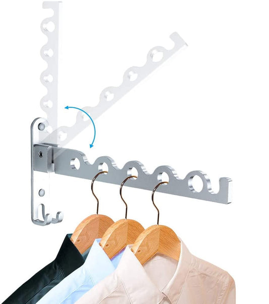 Wall Mounted Clothes Dryer. Foldable Laundry Rack Accessories Hanger Hook Rod