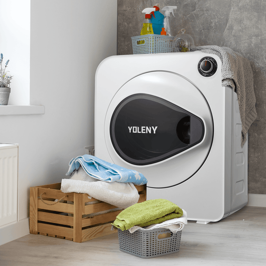 Yoleny Electric Compact Laundry Dryer. 13.2 lbs Load Stainless Steel Portable Dryer With Exhaust Pipe. Mini Dryer for Apartments. Dorm. White