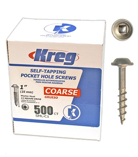 Kreg SML-C1-500 Coarse Maxi-Loc Pocket Hole Screw, #8 x 1", 500Ct