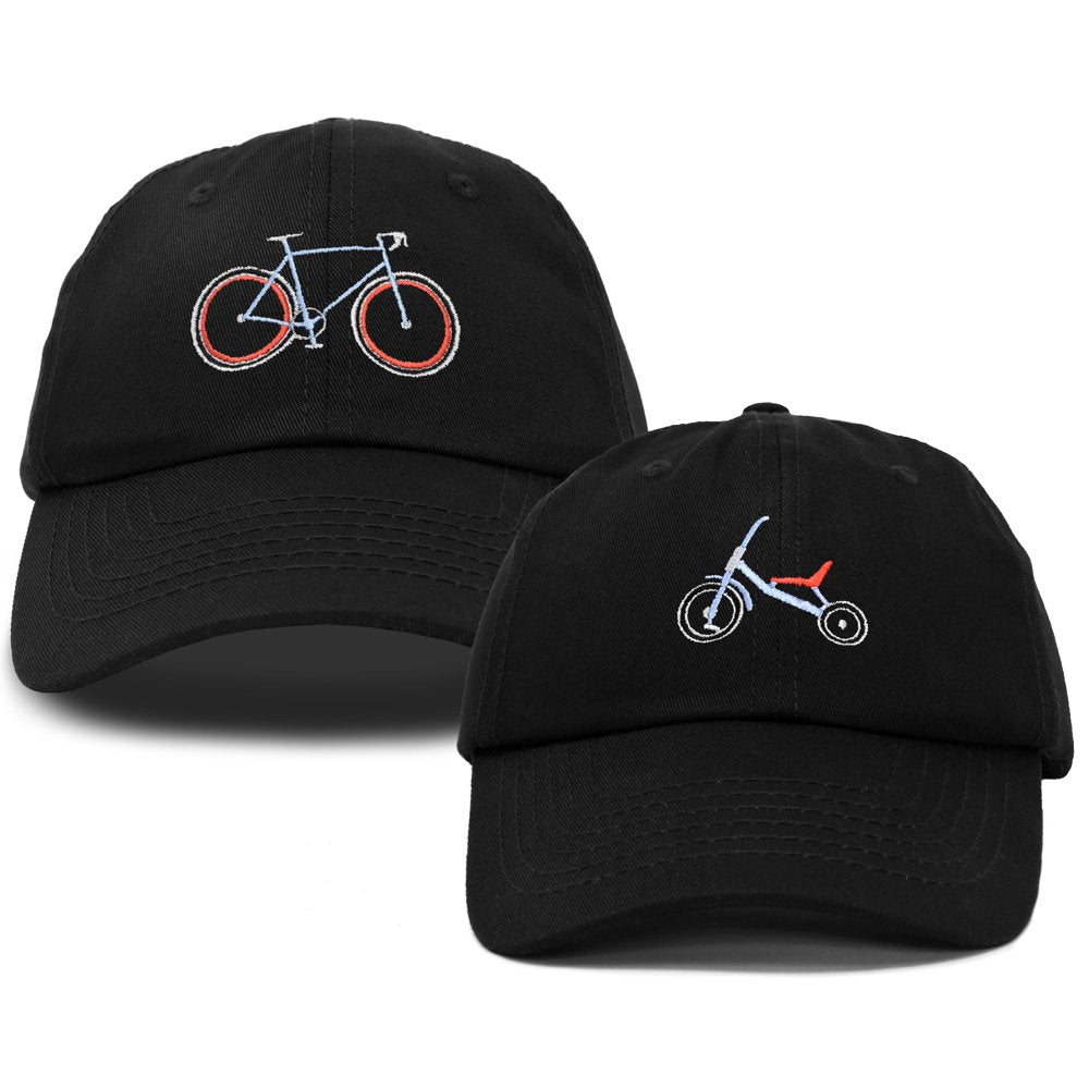 DALIX Father Son Bicycle Tricycle Matching Ball Cap Embroidered Hat Set in Maroon
