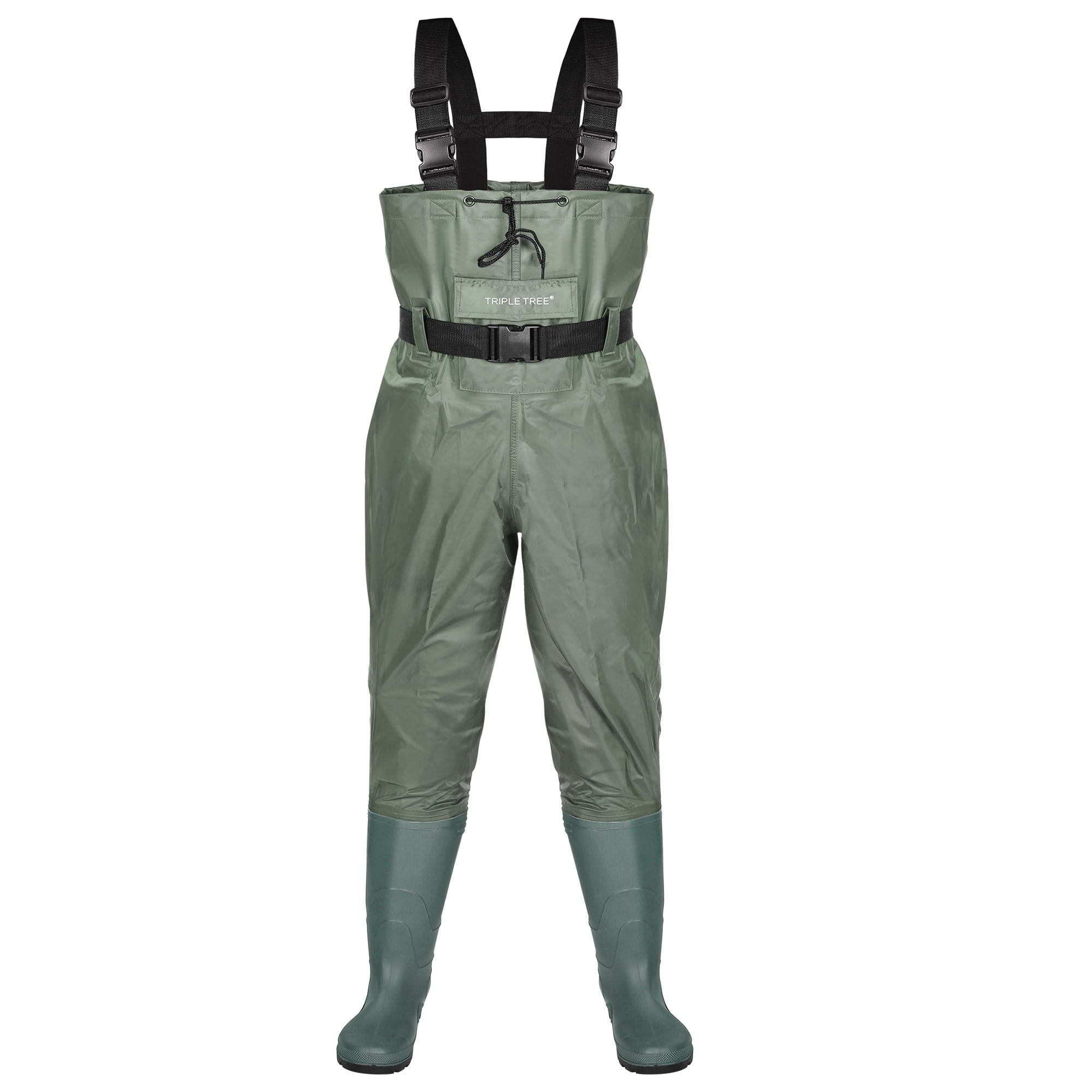Chest Waders, Fishing Hunting Waders with Non-Slip Boots Unisex, Two-ply Waterproof Nylon/PVC Bootfoot Wader, Geen Size 10