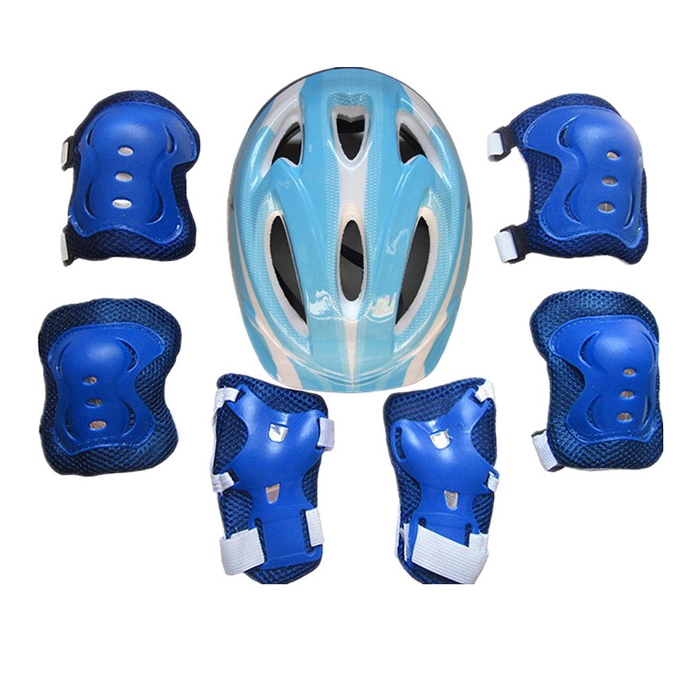Chollius Kids Protective Gear Set, Adjustable Bike Skateboard Helmet Knee Pads Elbow Pads Wrist Pads for Scooter Skiing Cycling Sports Activities for 3-9 Years Old