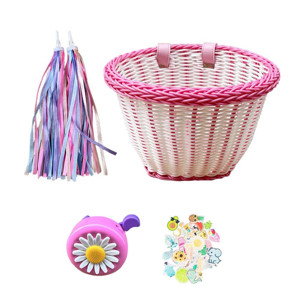 Gecorid Kid'S Bicycle Basket Front Handlebar Kid'S Bicycle Basket Front Toddler Tiny Tricycle Baskets Decorative Bike Accessories Set Rational